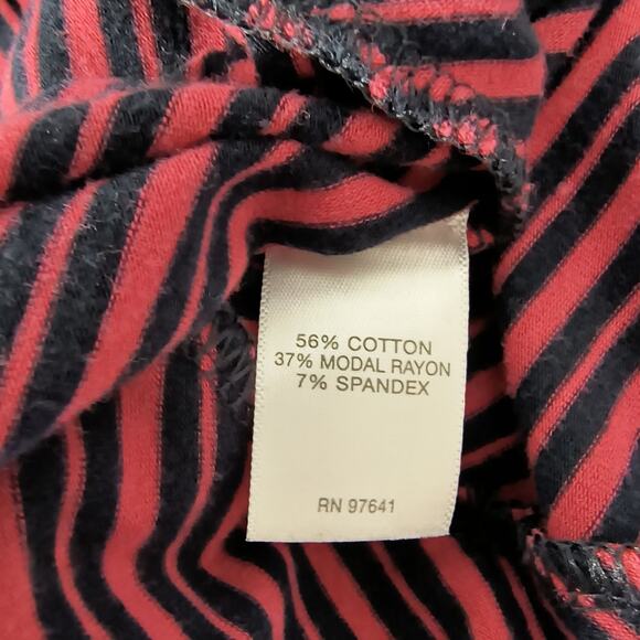 J.Jill Jersey Knit Tee Womens Size M Red Mixed Stripe Long Sleeve Pull Over Top - Picture 8 of 10